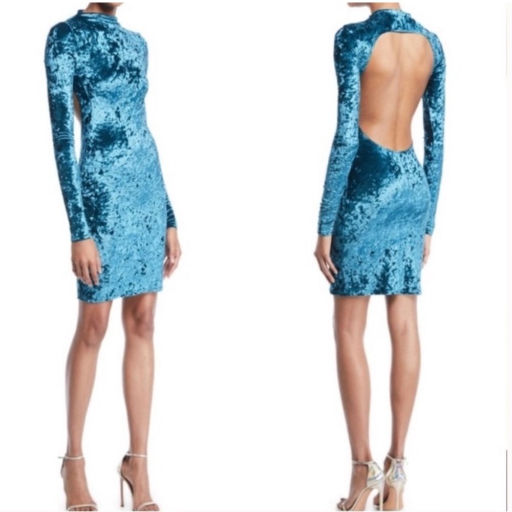 Caroline Constas Victoire velvet open back mini holiday dress